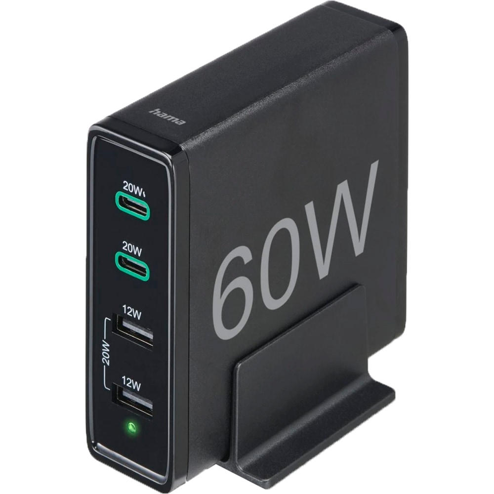Statie incarcare HAMA 201628, 2xUSB-A 20W, 2xUSB-C Power Delivery (PD) 40W, negru