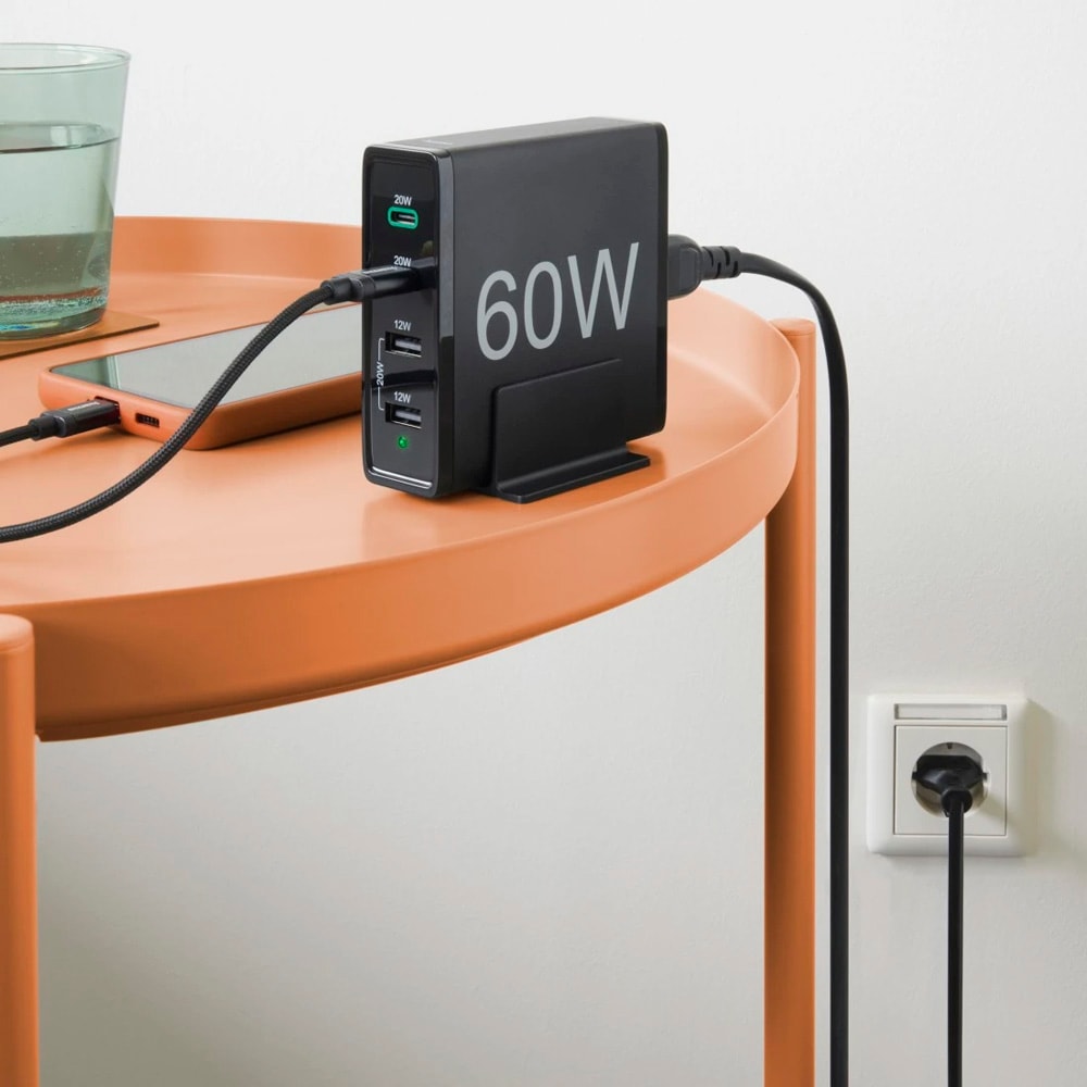Statie incarcare HAMA 201628, 2xUSB-A 20W, 2xUSB-C Power Delivery (PD) 40W, negru