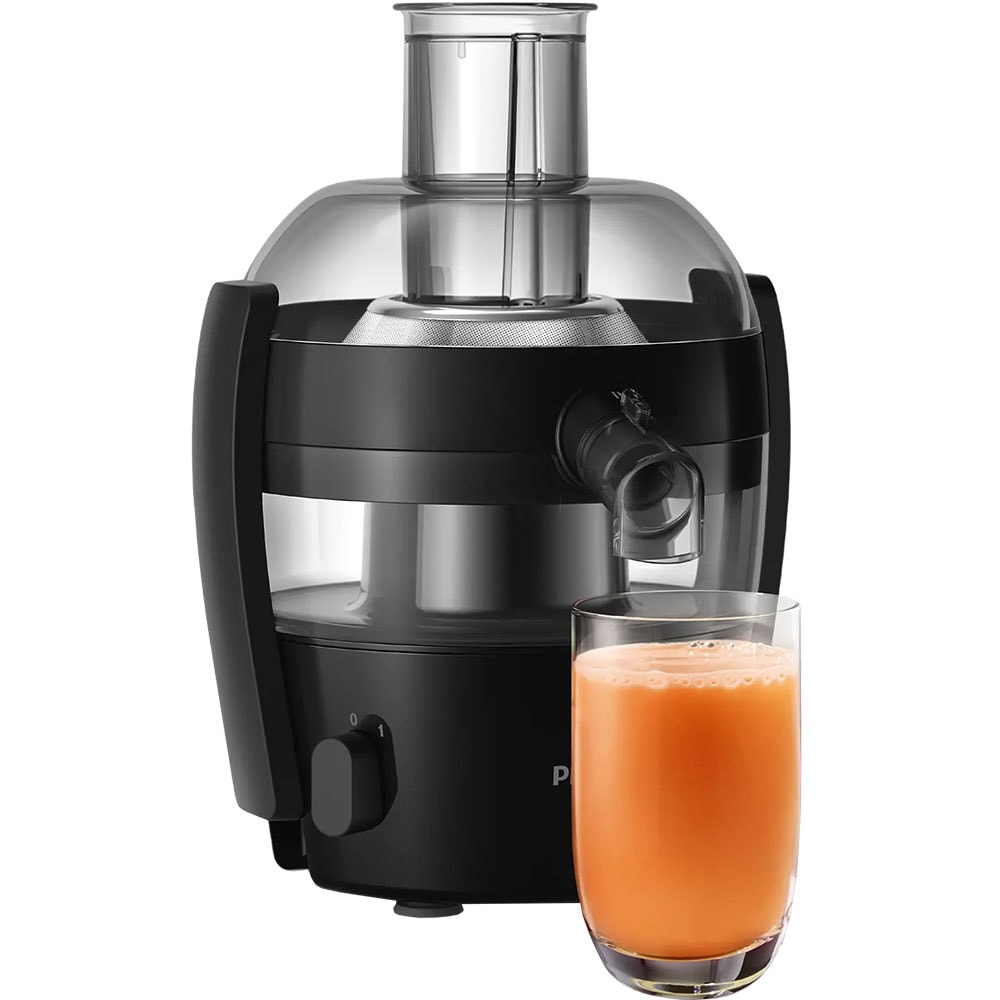 Storcator fructe si legume PHILIPS Viva Collection HR1832/00, 0.5l, 400W, 1 treapta viteza, negru-argintiu