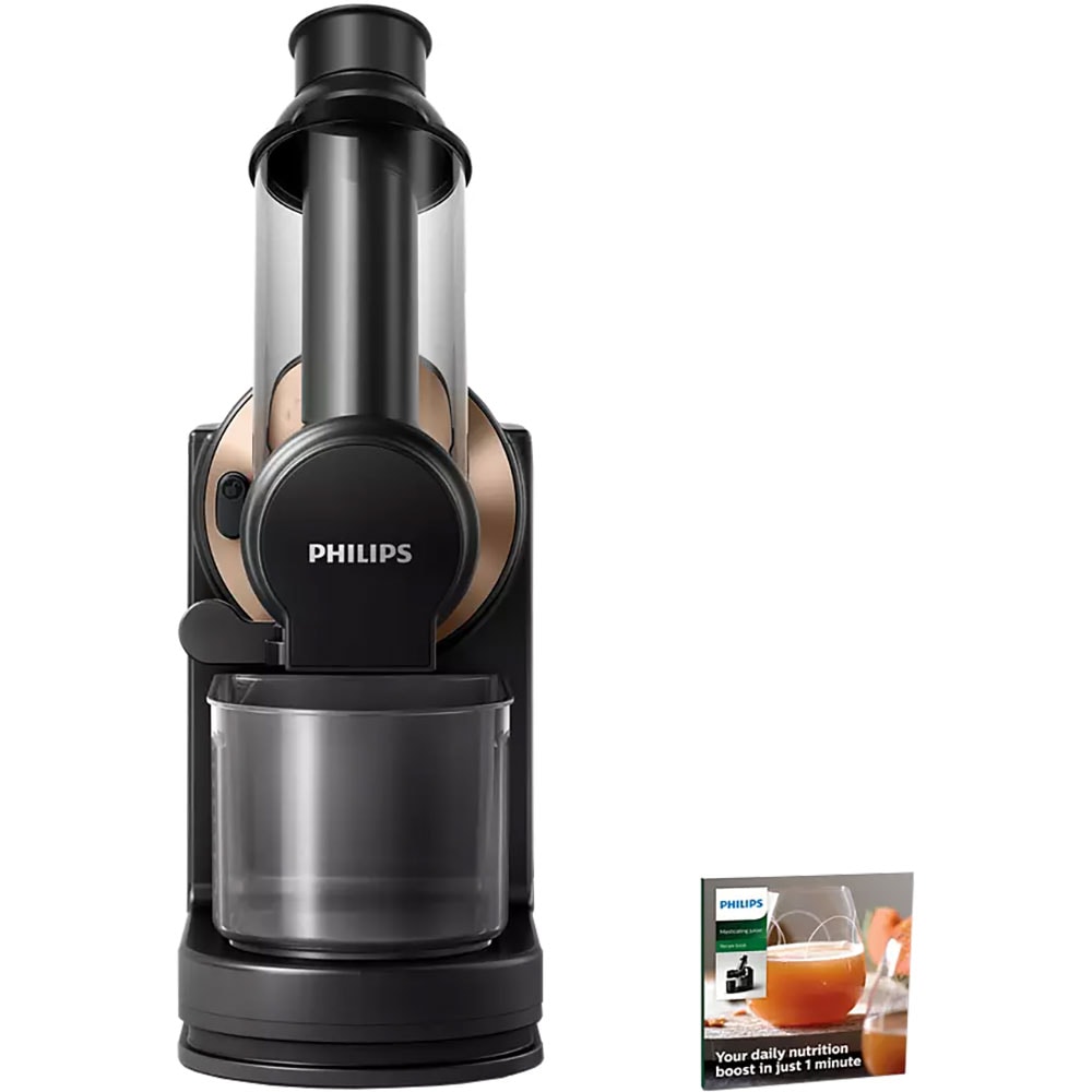 Storcator fructe si legume PHILIPS Viva Collection HR1888/70, 1l, 150W, 1 treapta viteza, negru-auriu