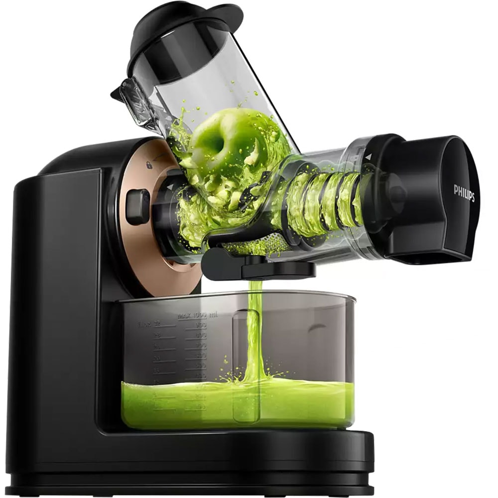 Storcator fructe si legume PHILIPS Viva Collection HR1888/70, 1l, 150W, 1 treapta viteza, negru-auriu