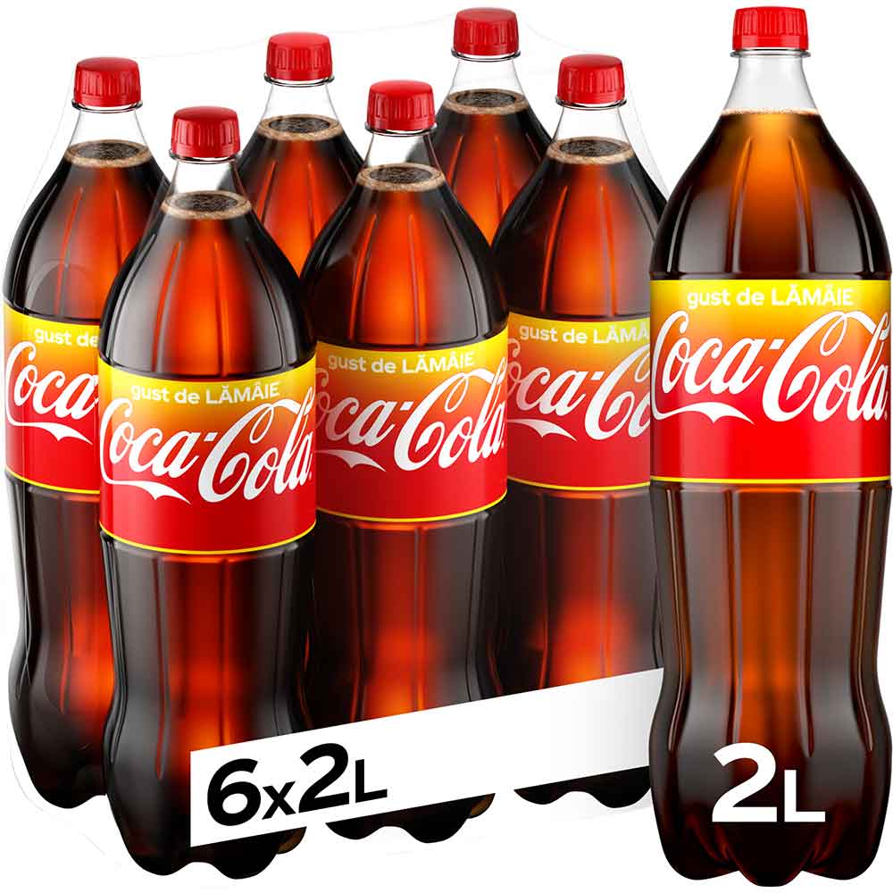 Bautura racoritoare carbogazoasa COCA-COLA Lemon bax 2L x 6 sticle