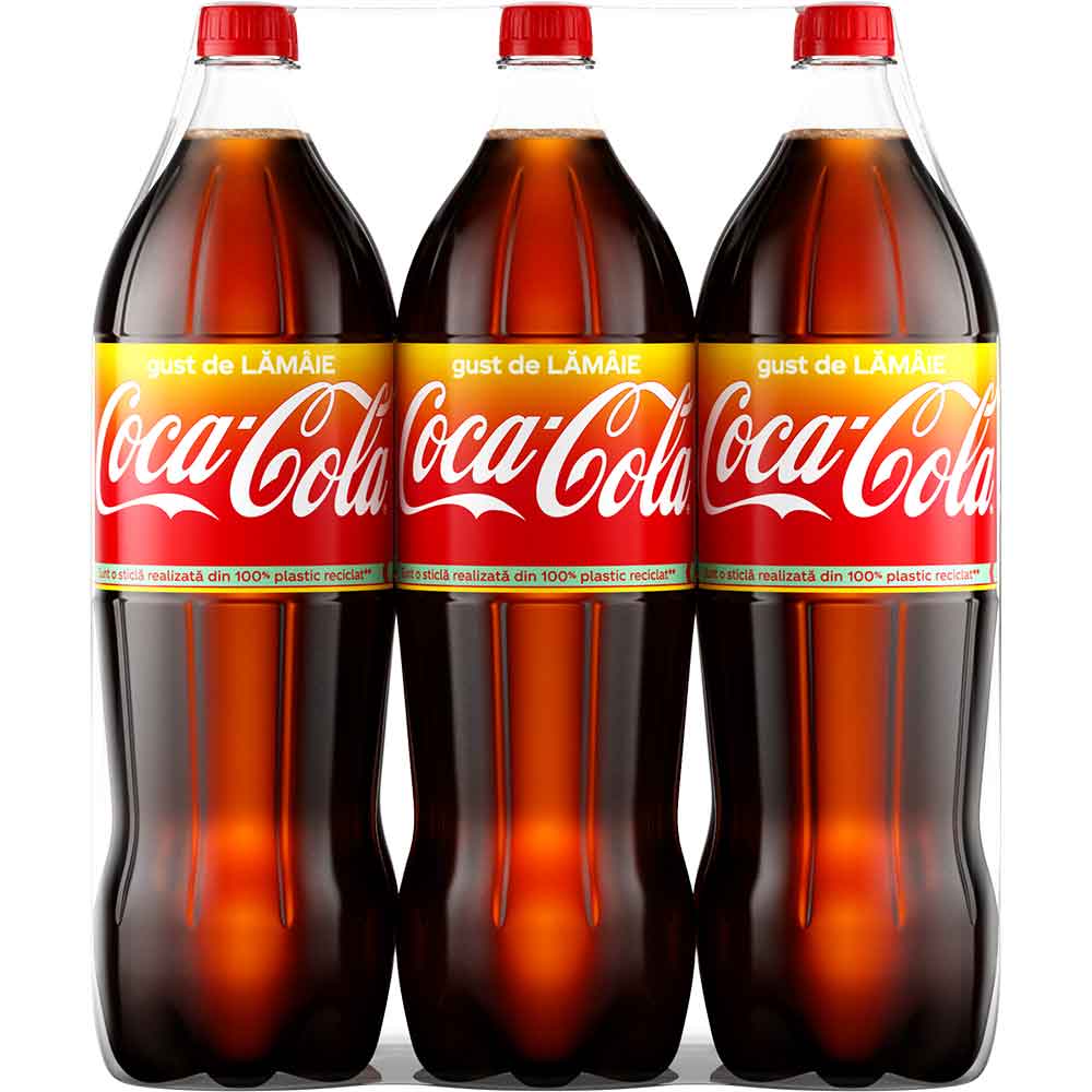 Bautura racoritoare carbogazoasa COCA-COLA Lemon bax 2L x 6 sticle