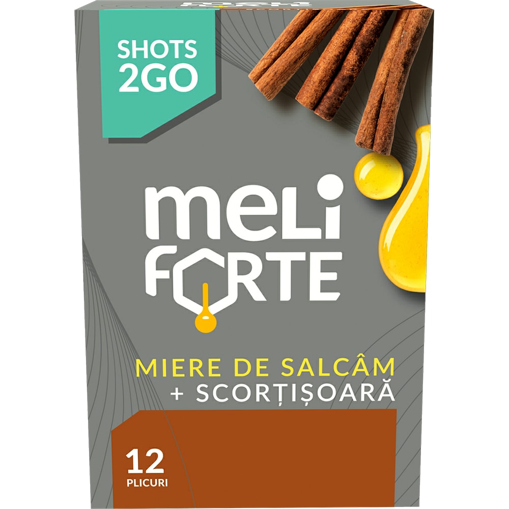 Pachet 2 x Miere de salcam si scortisoara x 12 plicuri, 240 g, MELIFORTE