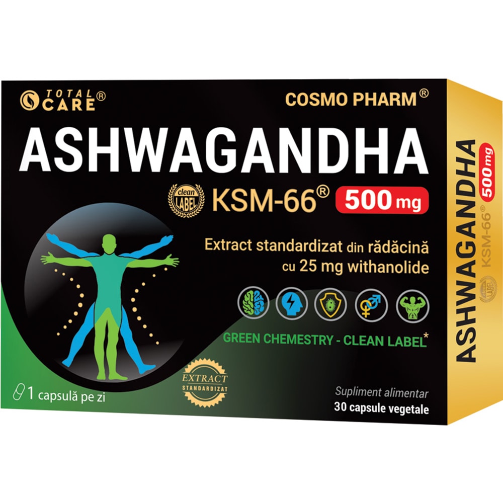 Supliment alimentar KSM-66 Ashwagandha 500 mg, 30 capsule, COSMO PHARM