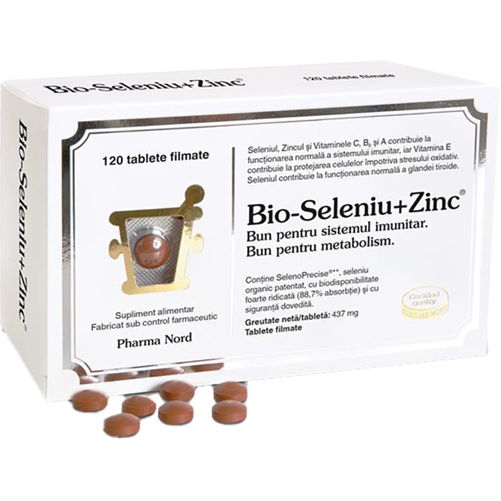 Supliment alimentar Bio-Seleniu + Zinc, 120 tablete filmate, PHARMA NORD
