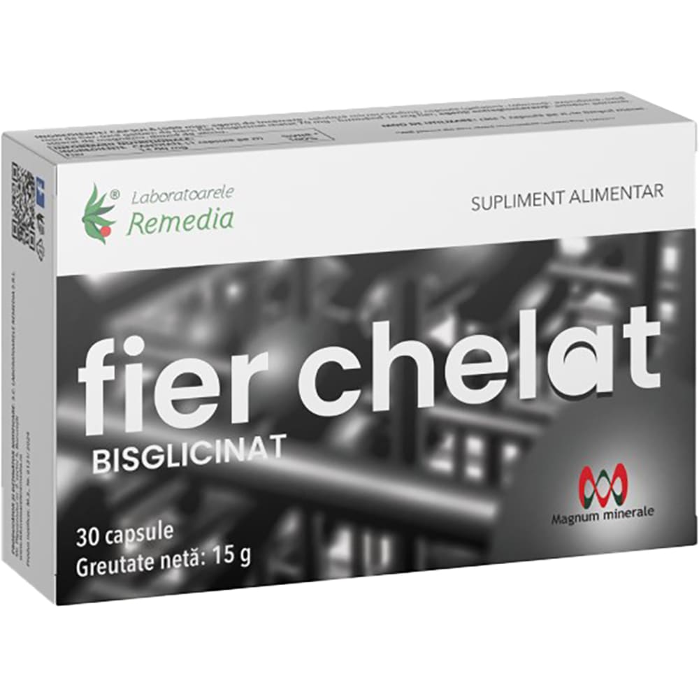 Supliment Fier Chelat Bisglicinat, 30 capsule, LABORATOARELE REMEDIA