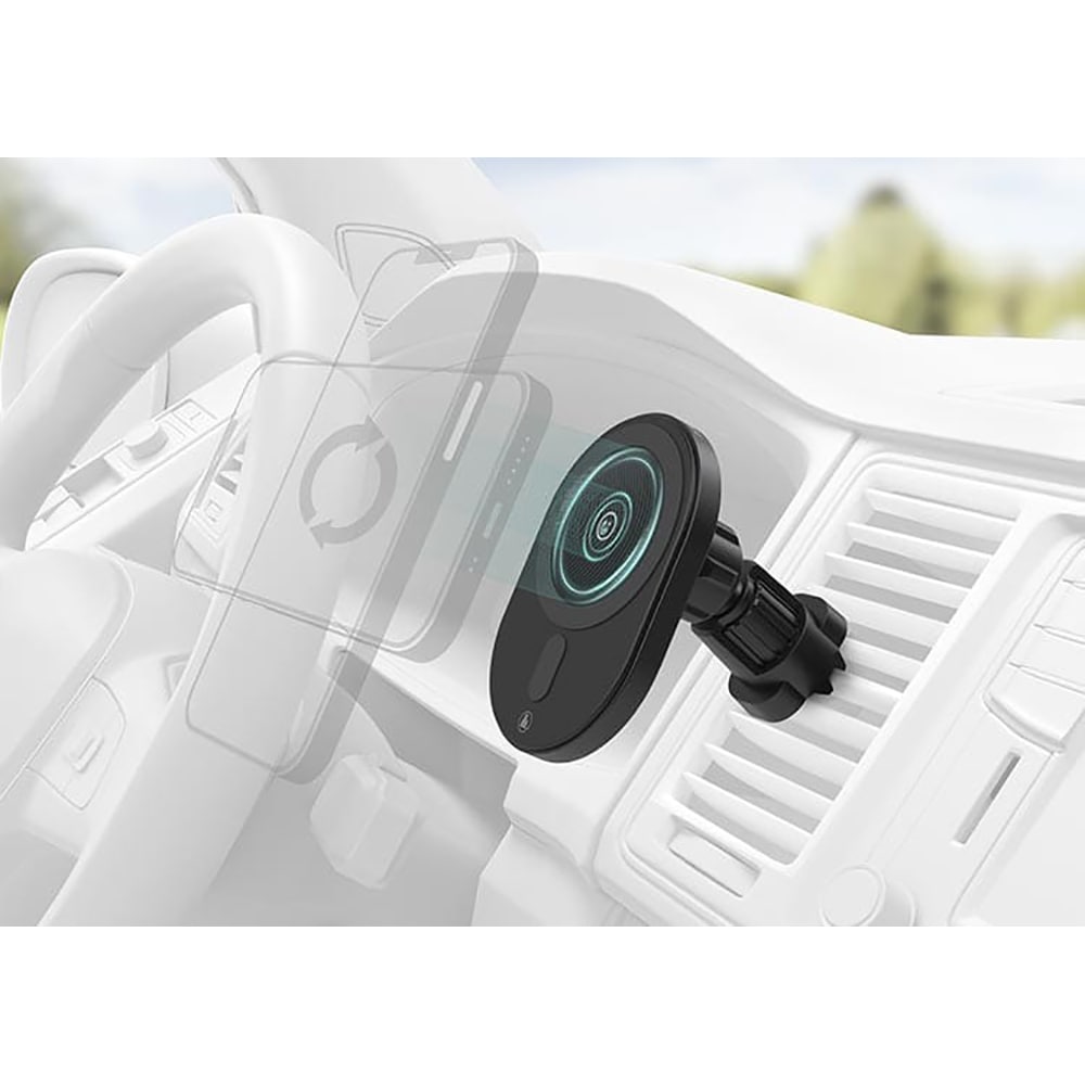 Suport auto cu incarcare wireless HAMA MagCharge Car FC15 201676, ventilatie, adaptor+cablu USB-C, negru