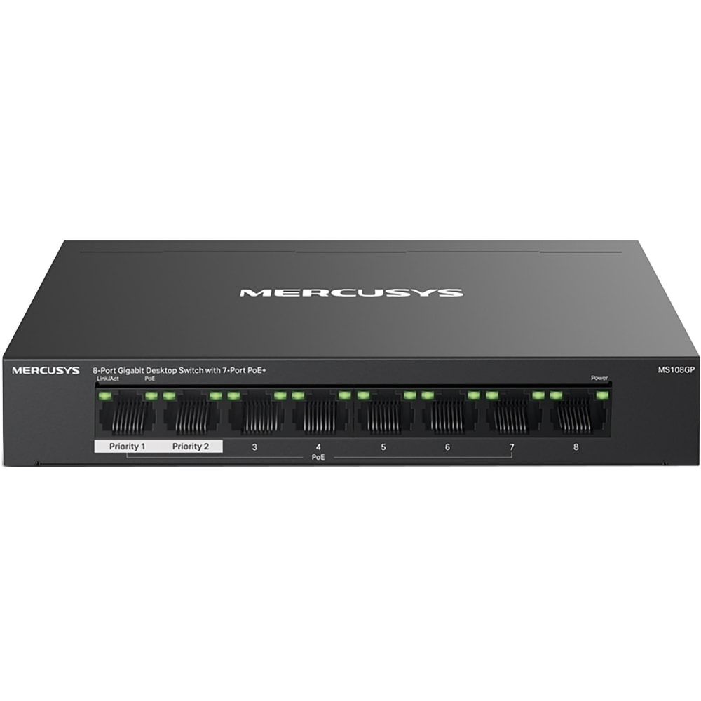 Switch MERCUSYS MS108GP, 8 porturi Gigabit, negru