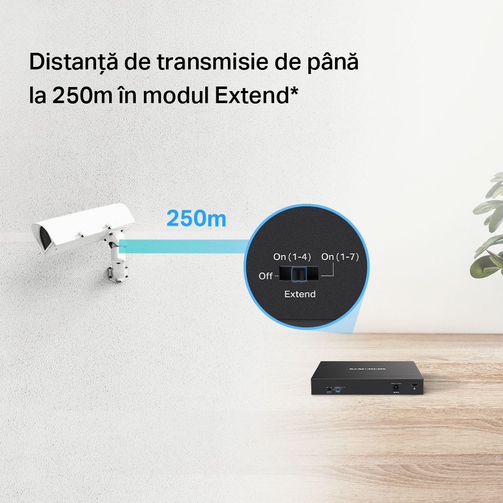 Switch MERCUSYS MS108GP, 8 porturi Gigabit, negru
