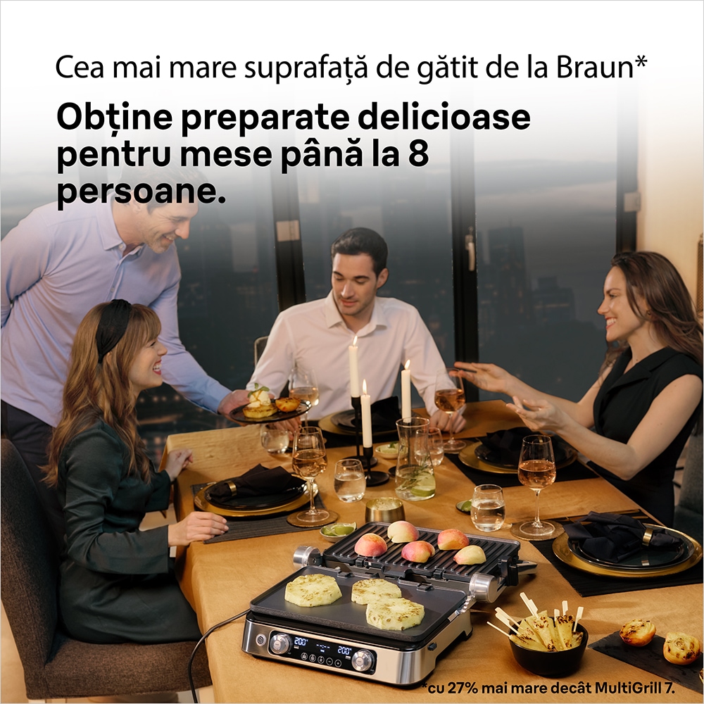 Gratar electric BRAUN MultiGrill 9 Pro CG9140, 2200W, argintiu-negru 