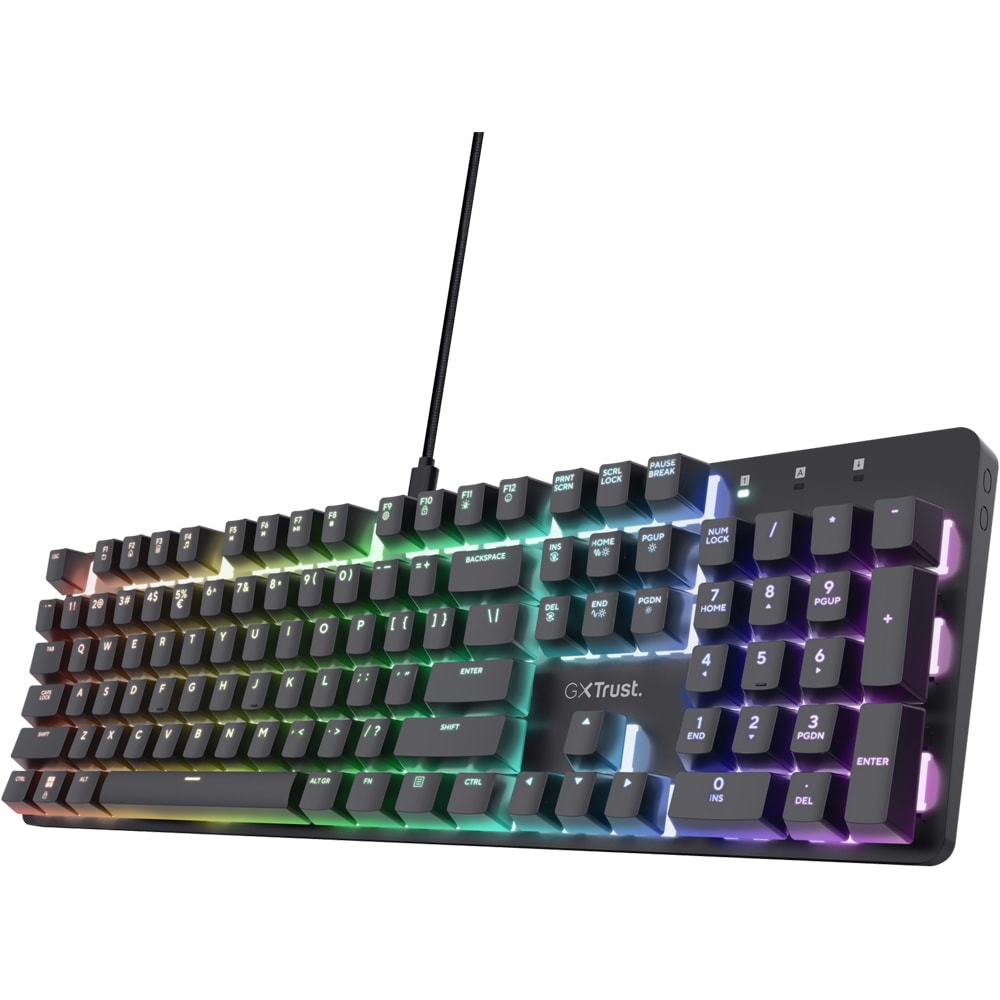 Tastatura Gaming Mecanica TRUST GXT 871 Zora, USB, Layout US, negru