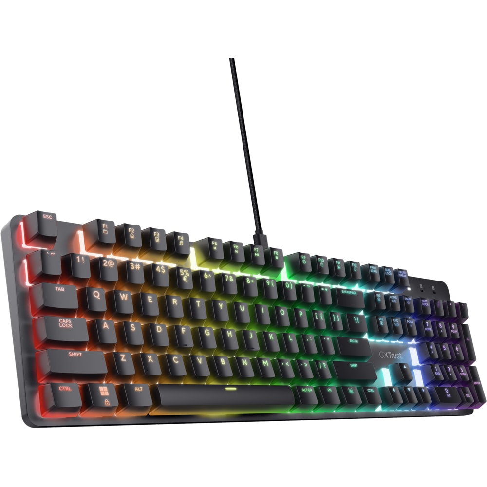 Tastatura Gaming Mecanica TRUST GXT 871 Zora, USB, Layout US, negru