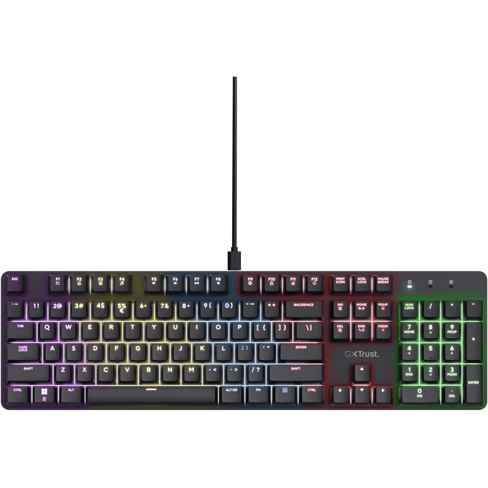 Tastatura Gaming Mecanica TRUST GXT 871 Zora, USB, Layout US, negru