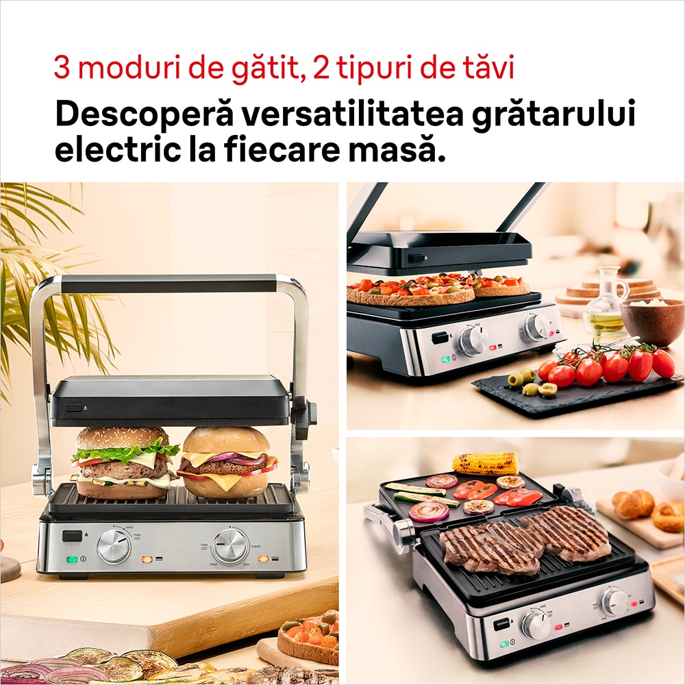 Gratar electric BRAUN MultiGrill CG7020, 2000W, argintiu-negru 