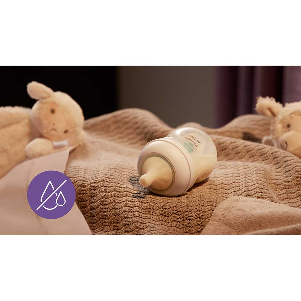 Set PHILIPS AVENT Natural Response SCD657/11: 2 biberoane 125ml + 2 biberoane 260ml + 2 dispozitive AirFree + suzeta + perie biberon, flux lent, 0 luni+, multicolor