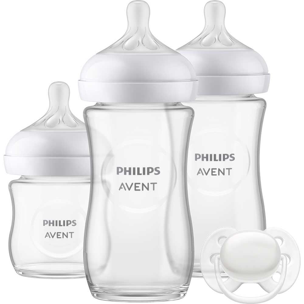 Set PHILIPS AVENT Natural Response SCD878/11: biberon 120ml + 2 biberoane 240ml + suzeta, flux lent, 0 luni+, multicolor