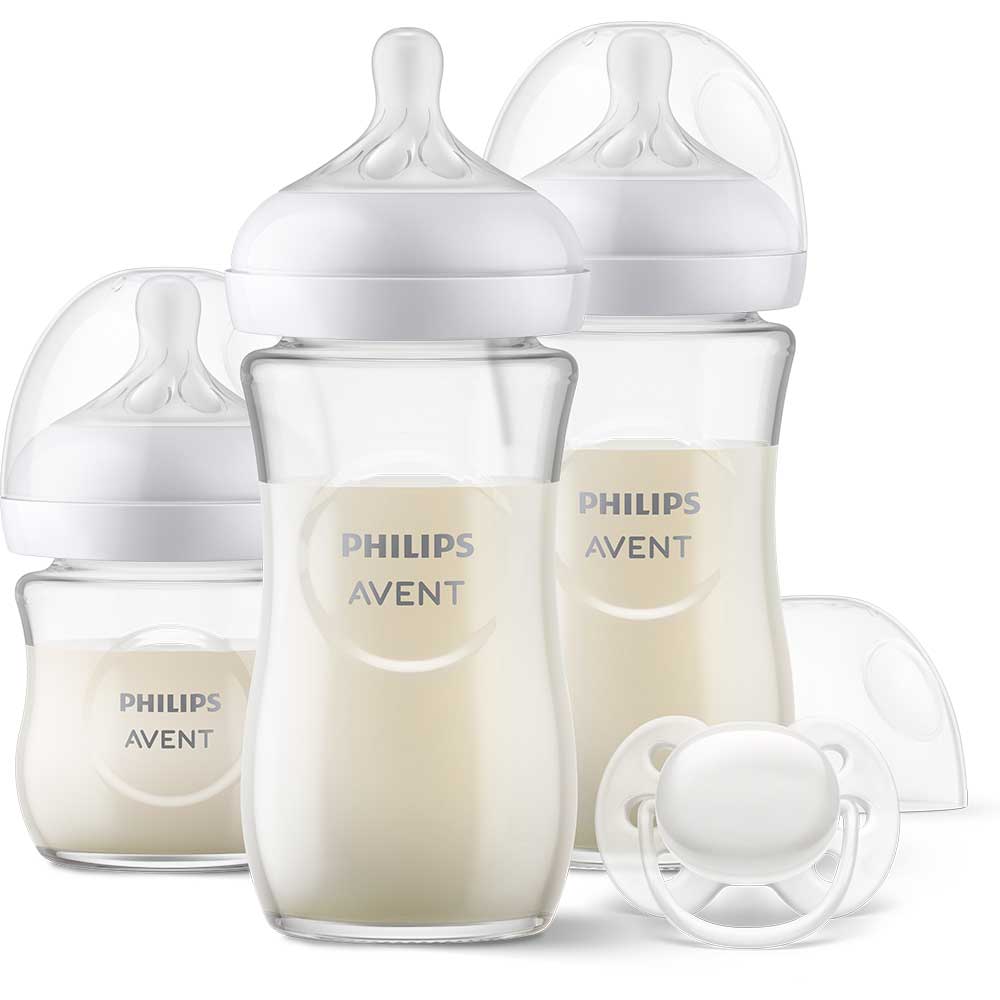 Set PHILIPS AVENT Natural Response SCD878/11: biberon 120ml + 2 biberoane 240ml + suzeta, flux lent, 0 luni+, multicolor
