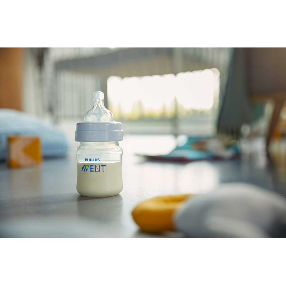 Set 2 biberoane anticolici PHILIPS AVENT SCY100/02, flux nou-nascut, 0 luni+, 125ml, alb-transparent