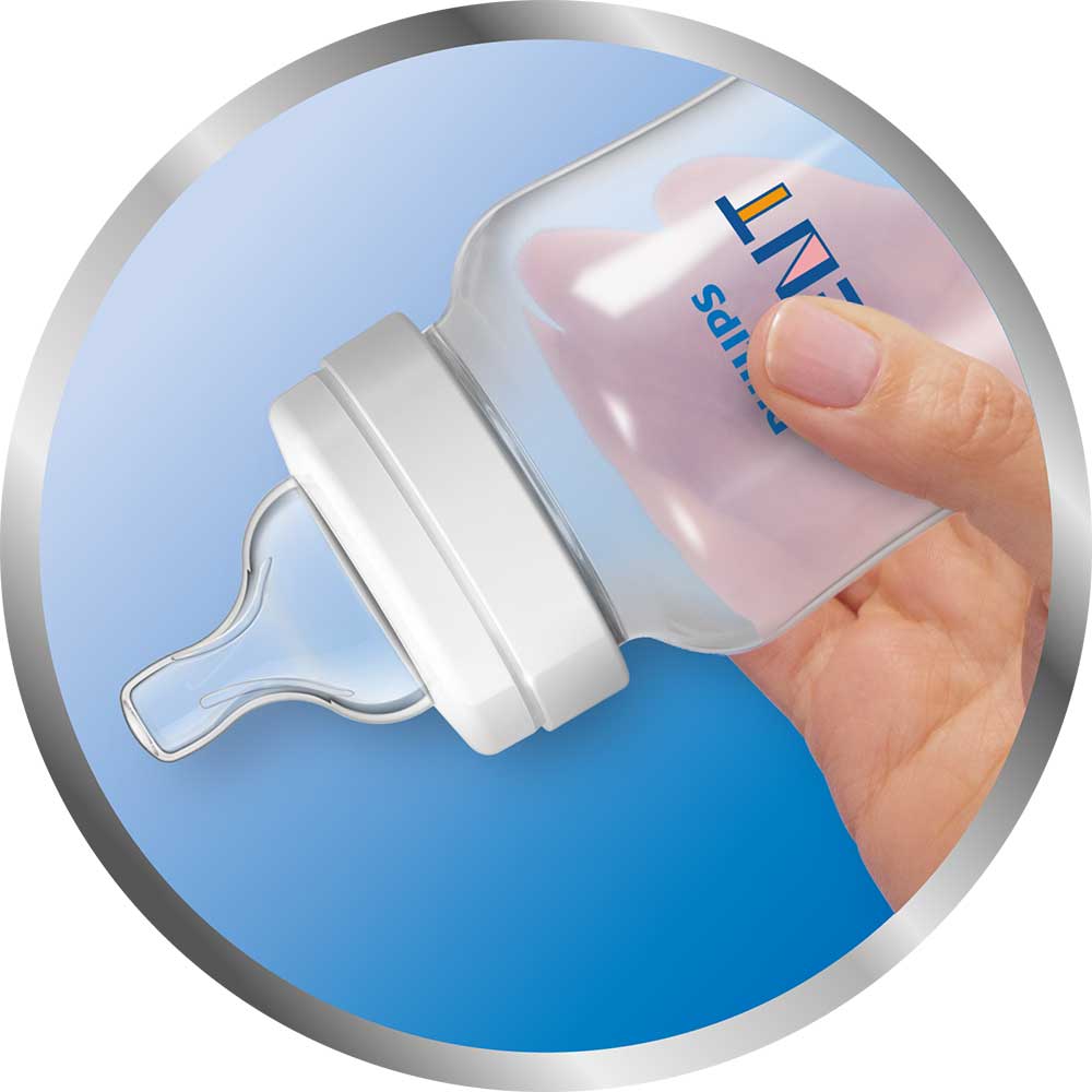 Set 2 biberoane anticolici PHILIPS AVENT SCY100/02, flux nou-nascut, 0 luni+, 125ml, alb-transparent