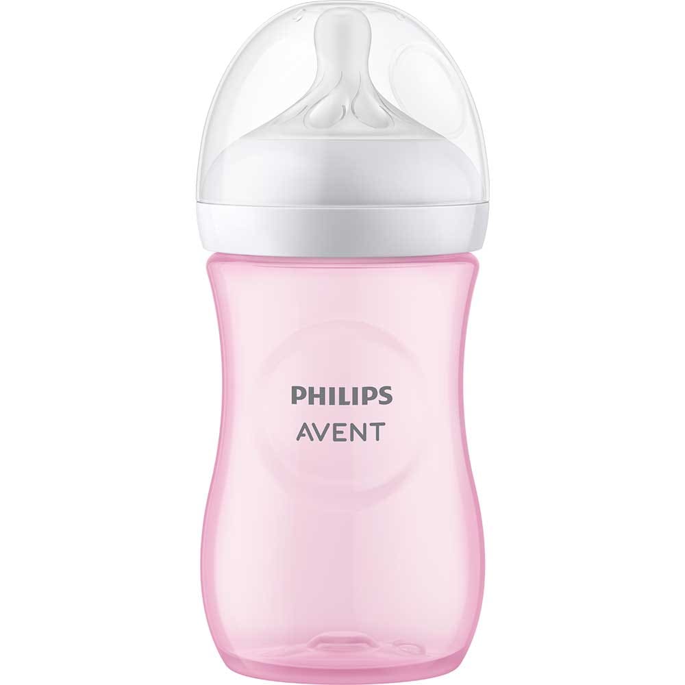 Biberon PHILIPS AVENT Natural Response SCY903/11, flux mediu,1 luna+, 260ml, roz-alb