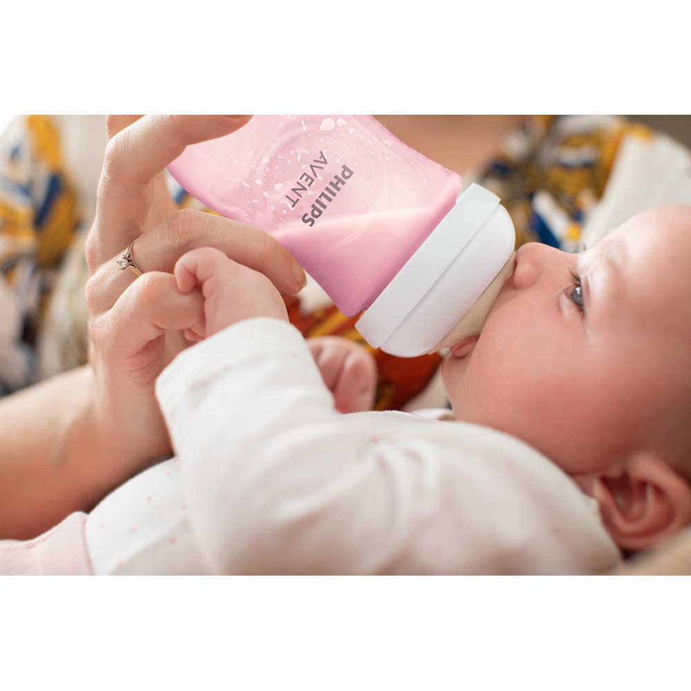 Biberon PHILIPS AVENT Natural Response SCY903/11, flux mediu,1 luna+, 260ml, roz-alb
