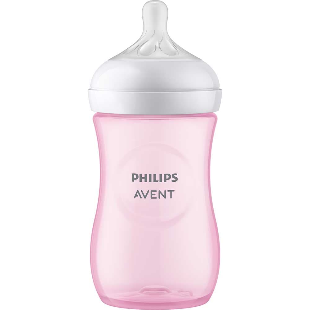 Biberon PHILIPS AVENT Natural Response SCY903/11, flux mediu,1 luna+, 260ml, roz-alb