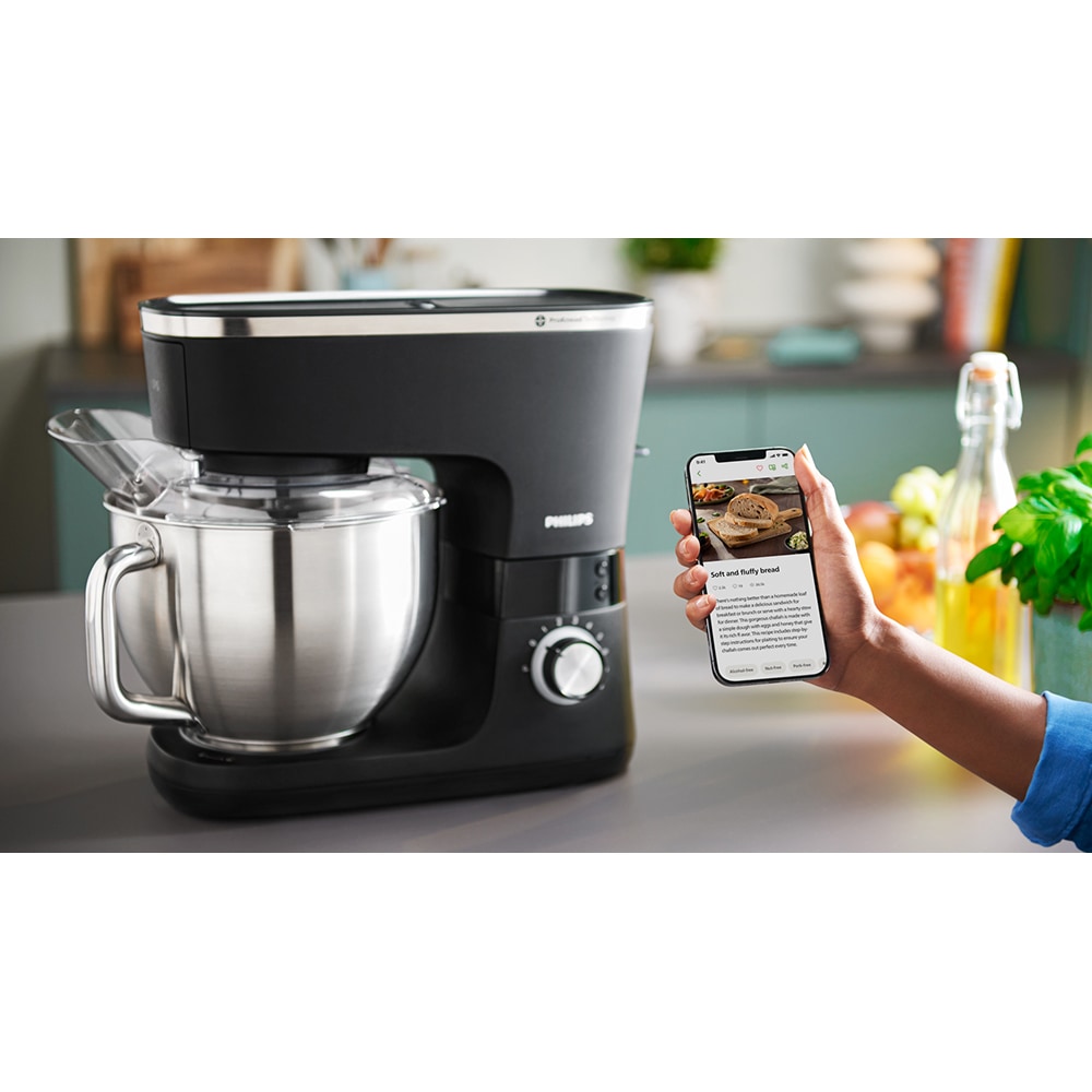 Robot de bucatarie PHILIPS Seria 7000 HR7962/01, vas 5.5l, 1000W, 8 trepte viteza, negru-argintiu