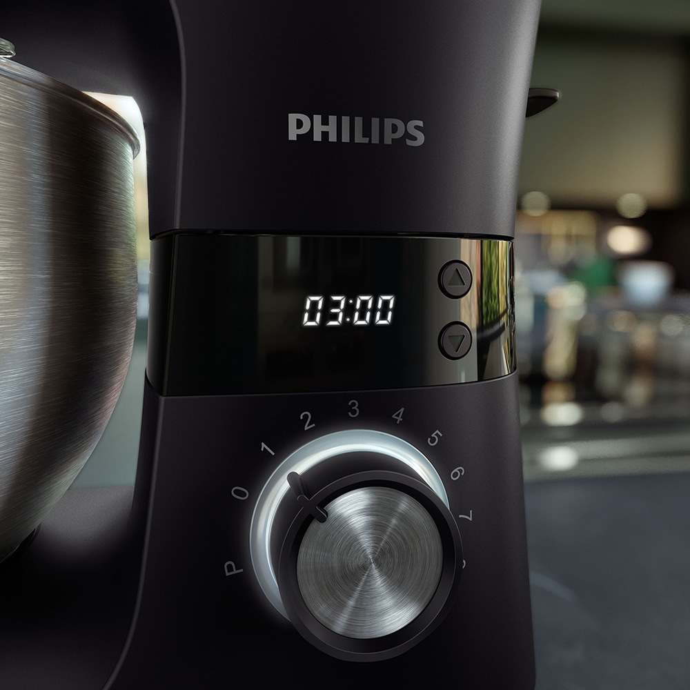 Robot de bucatarie PHILIPS Seria 7000 HR7962/01, vas 5.5l, 1000W, 8 trepte viteza, negru-argintiu