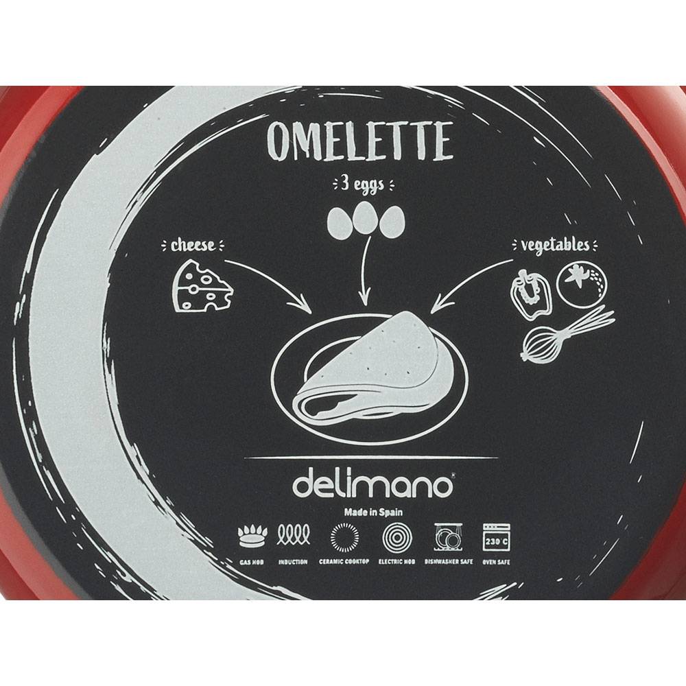 Tigaie DELIMANO Titanium Legend, 24cm, otel carbon, rosu