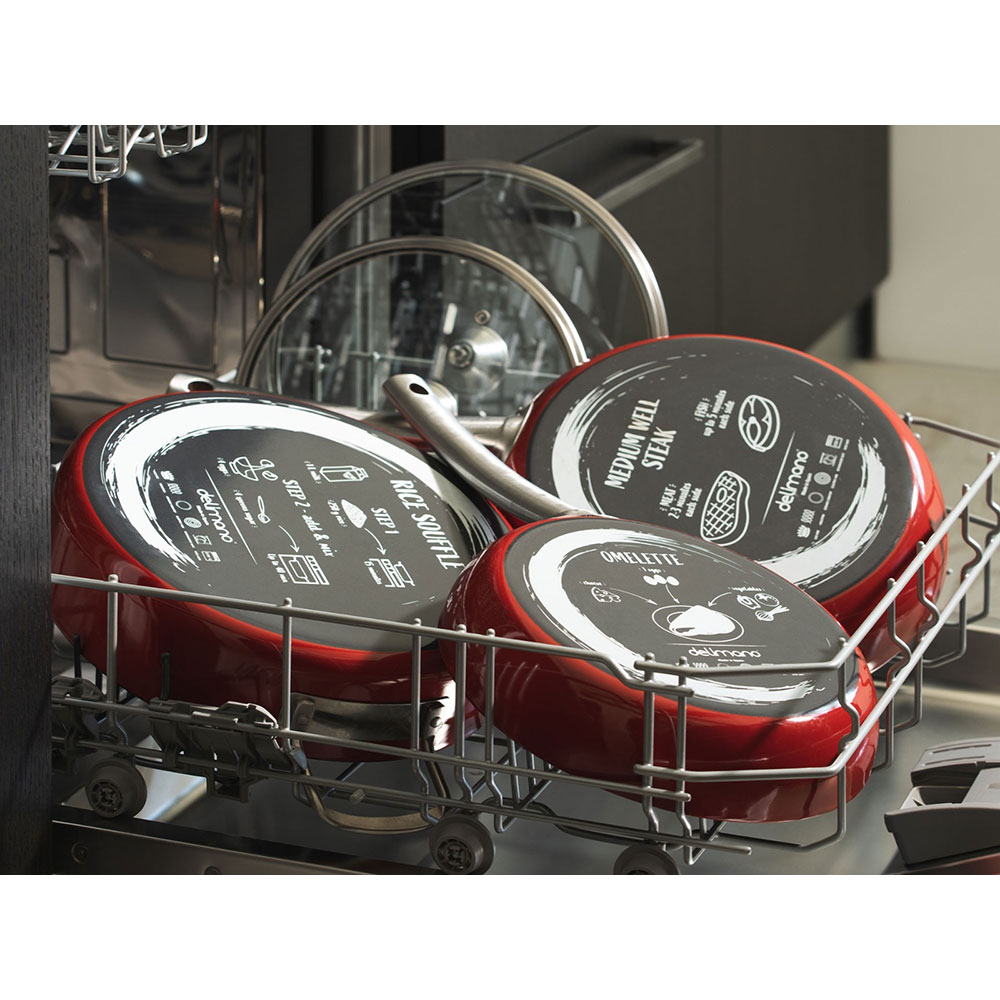 Tigaie DELIMANO Titanium Legend, 24cm, otel carbon, rosu
