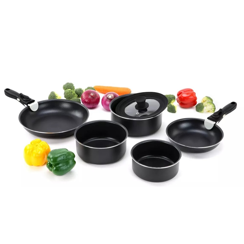 Set vase MYRIA MC4012, 8 piese, 16-20cm, aluminiu, negru