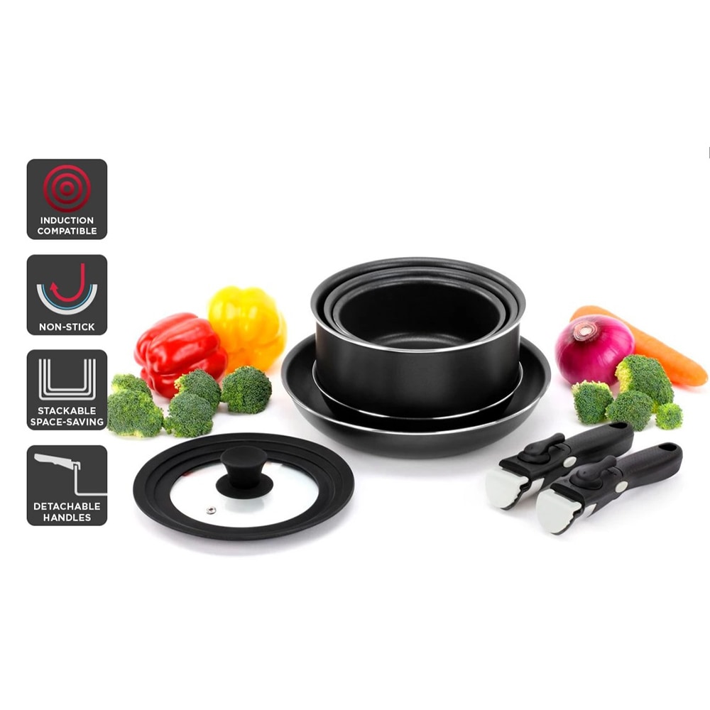 Set vase MYRIA MC4012, 8 piese, 16-20cm, aluminiu, negru
