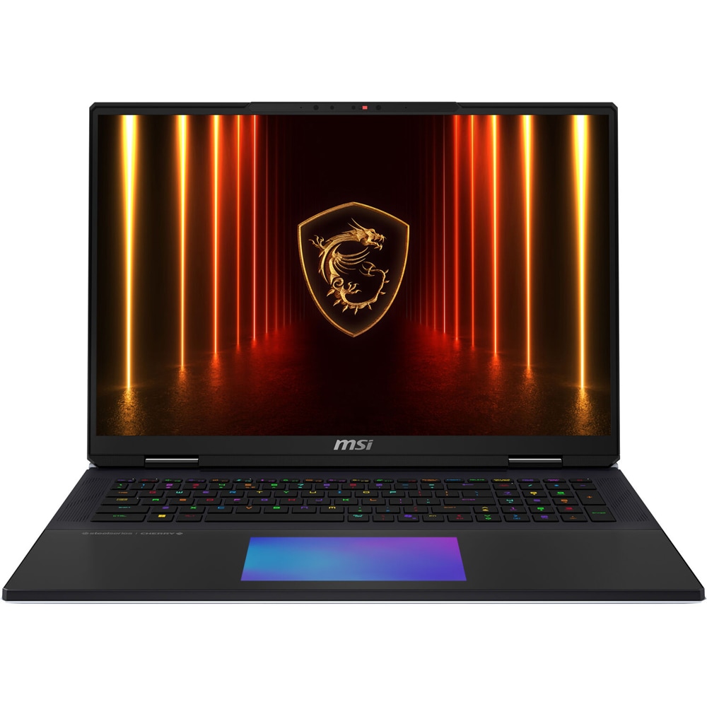 Laptop gaming MSI Titan 18 HX AI A2XWJG, Intel Core Ultra 9 285HX pana la 5.5GHz, 18" UHD+, 64GB, SSD 6TB, NVIDIA GeForce RTX 5090 24GB, Windows 11 Pro, Core Black