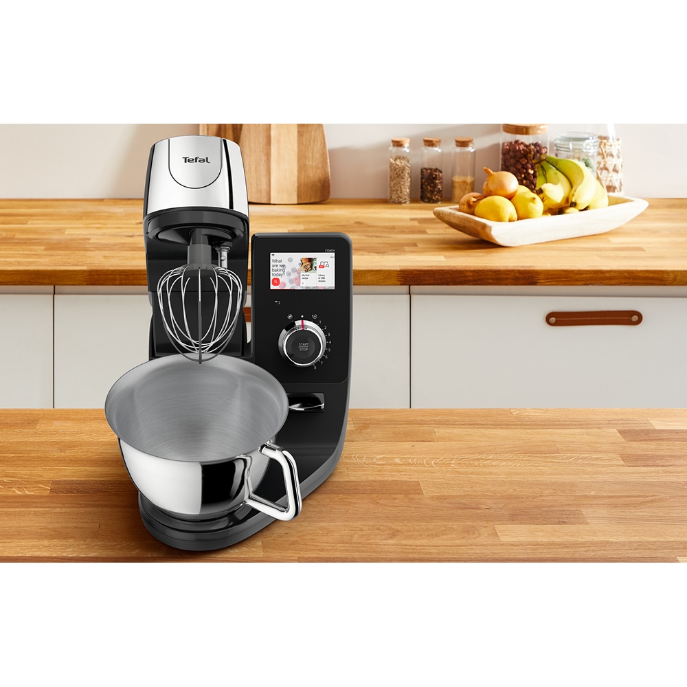 Robot de bucatarie TEFAL I-Coach Touch QB951838, vas 5.5l, 1200W, 10 trepte viteza, negru-argintiu