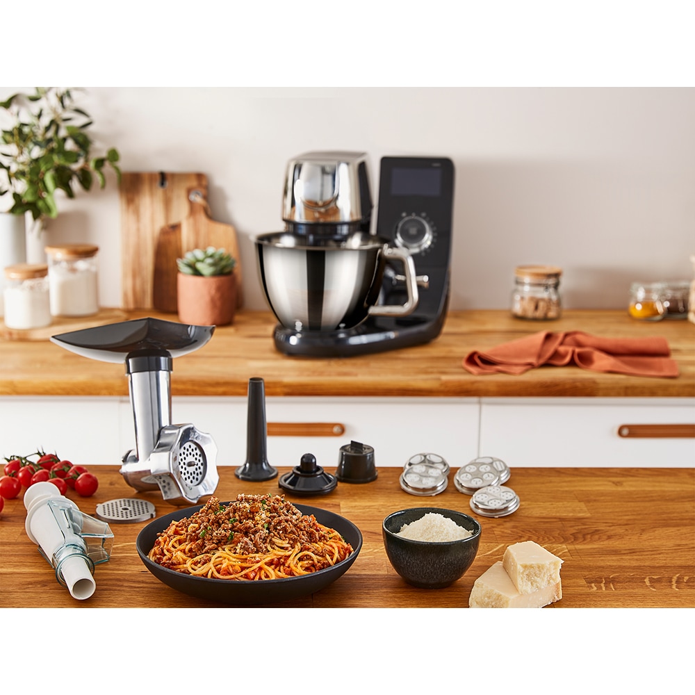 Robot de bucatarie TEFAL I-Coach Touch QB951838, vas 5.5l, 1200W, 10 trepte viteza, negru-argintiu