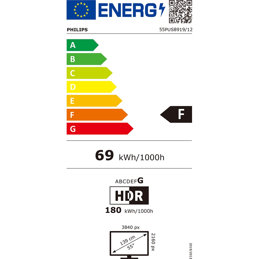 Televizor LED Smart PHILIPS 55PUS8919, Ultra HD 4K, HDR10+, 139cm