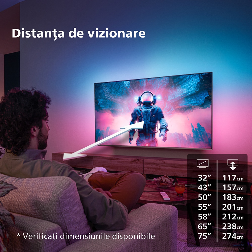 Televizor LED Smart PHILIPS 75PUS8818, Ultra HD 4K, HDR10+, 189cm