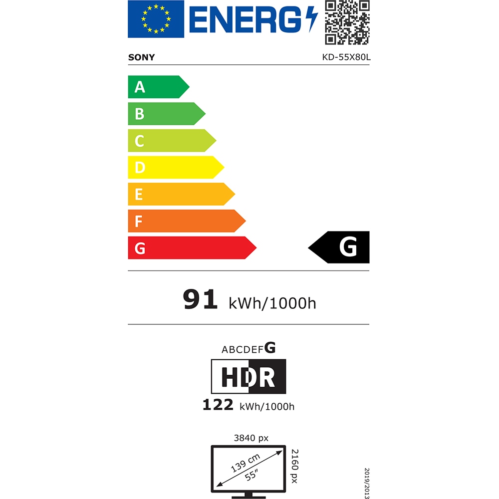 Televizor LED Smart SONY Bravia 55X80L, Ultra HD 4K, HDR, 139cm