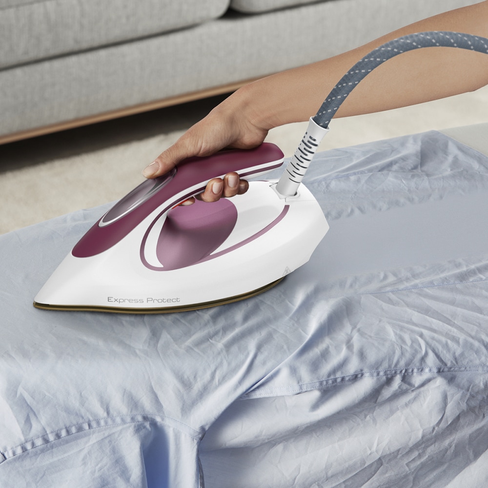 Statie de calcat TEFAL Express Protect SV9201E0, 2800W, 530g/min, 1.8l, talpa Durilium AirGlide, mov-alb