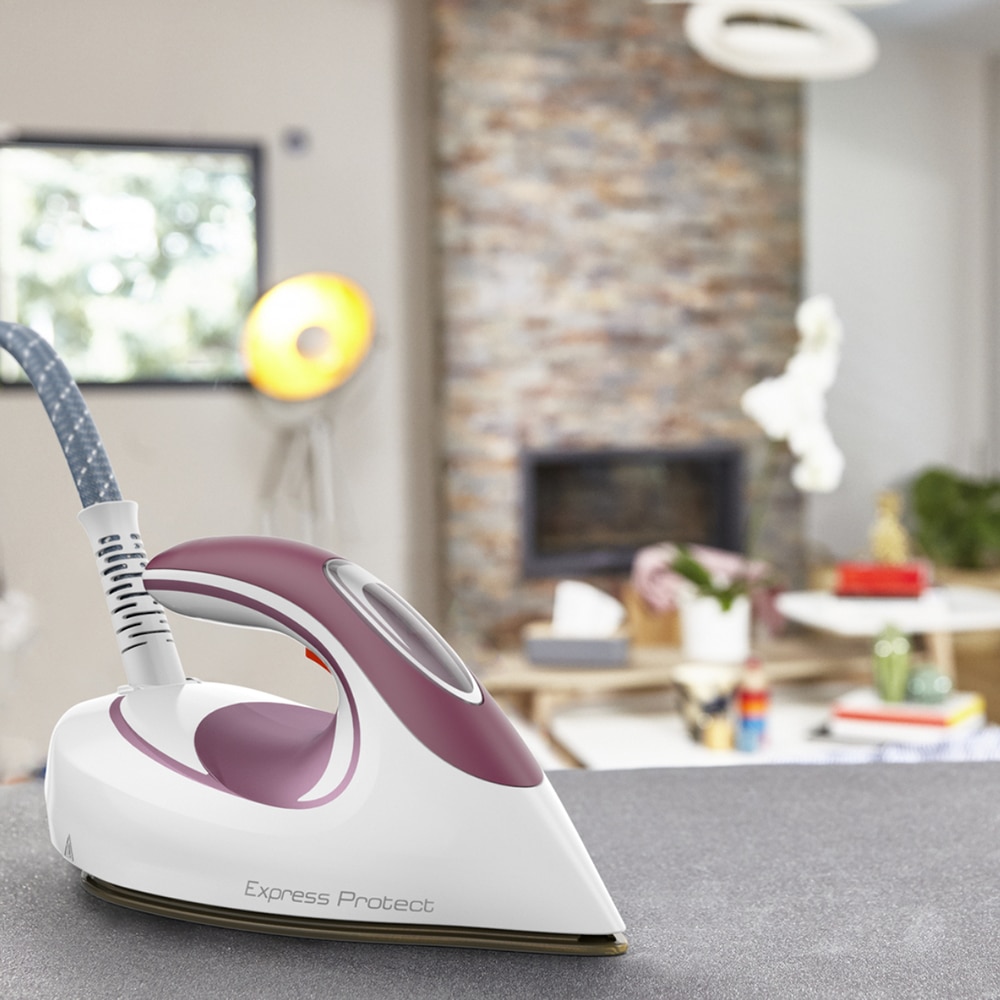 Statie de calcat TEFAL Express Protect SV9201E0, 2800W, 530g/min, 1.8l, talpa Durilium AirGlide, mov-alb