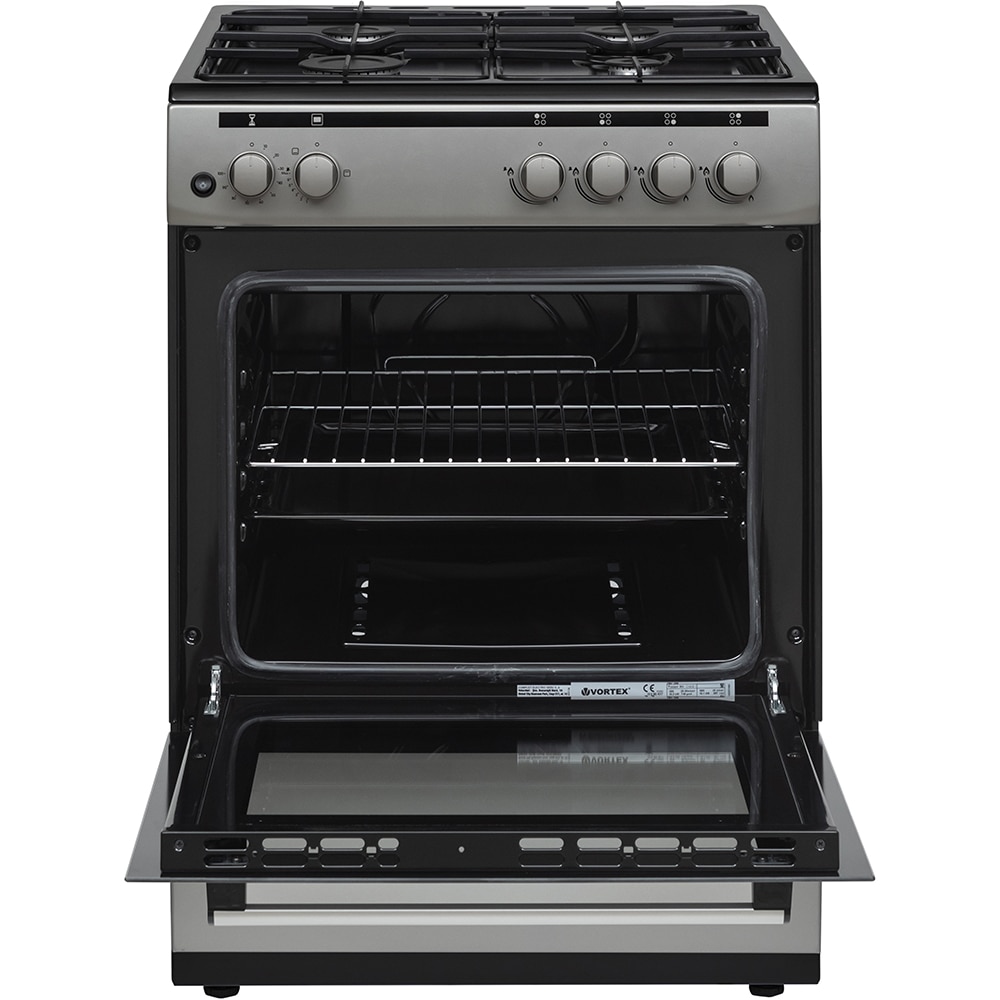 Aragaz VORTEX VAG6060SS01V, 4 arzatoare, Gaz, L 60 cm, Grill, argintiu