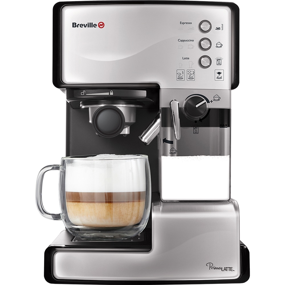 Espressor manual BREVILLE Prima Latte VCF045X-01, 1.5l, 15 bar, negru-argintiu