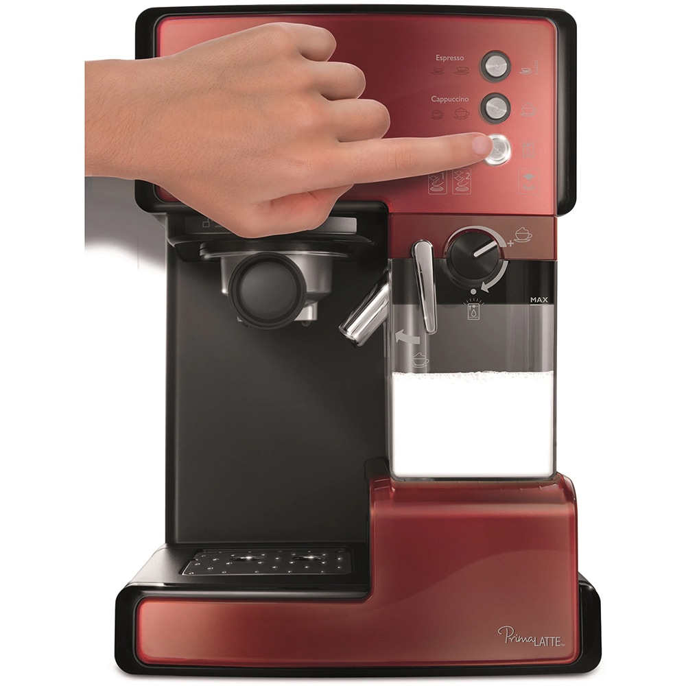 Espressor manual BREVILLE Prima Latte VCF046X-01, 1.5l, 1050W, 15 bar, sistem Cappuccino, rosu-negru
