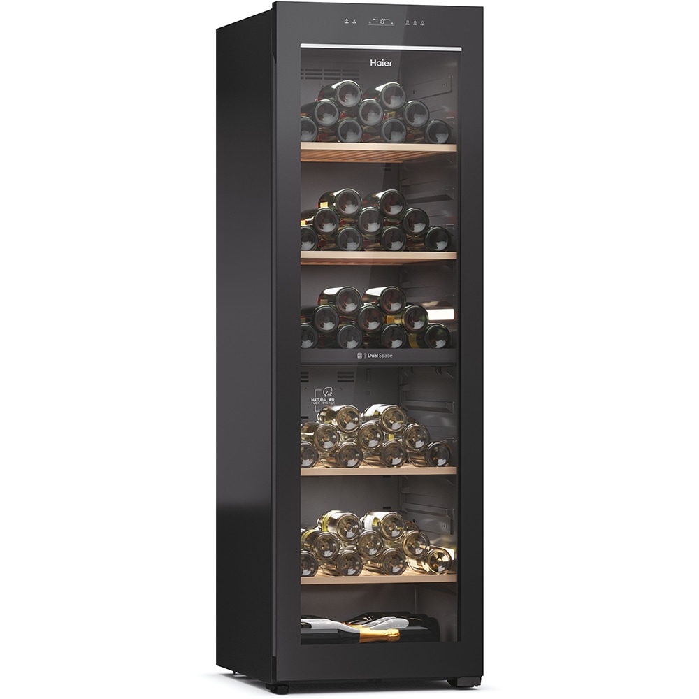 Racitor de vinuri HAIER HWS236GDEH1, 236 sticle, H 190 cm, Clasa E, Wi-Fi, negru