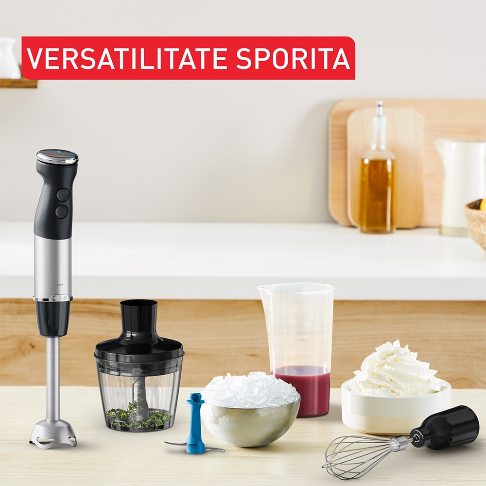 Mixer vertical TEFAL Quickchef+ HB67E830, 0.8l, 1000W, 20 trepte viteza, negru-argintiu