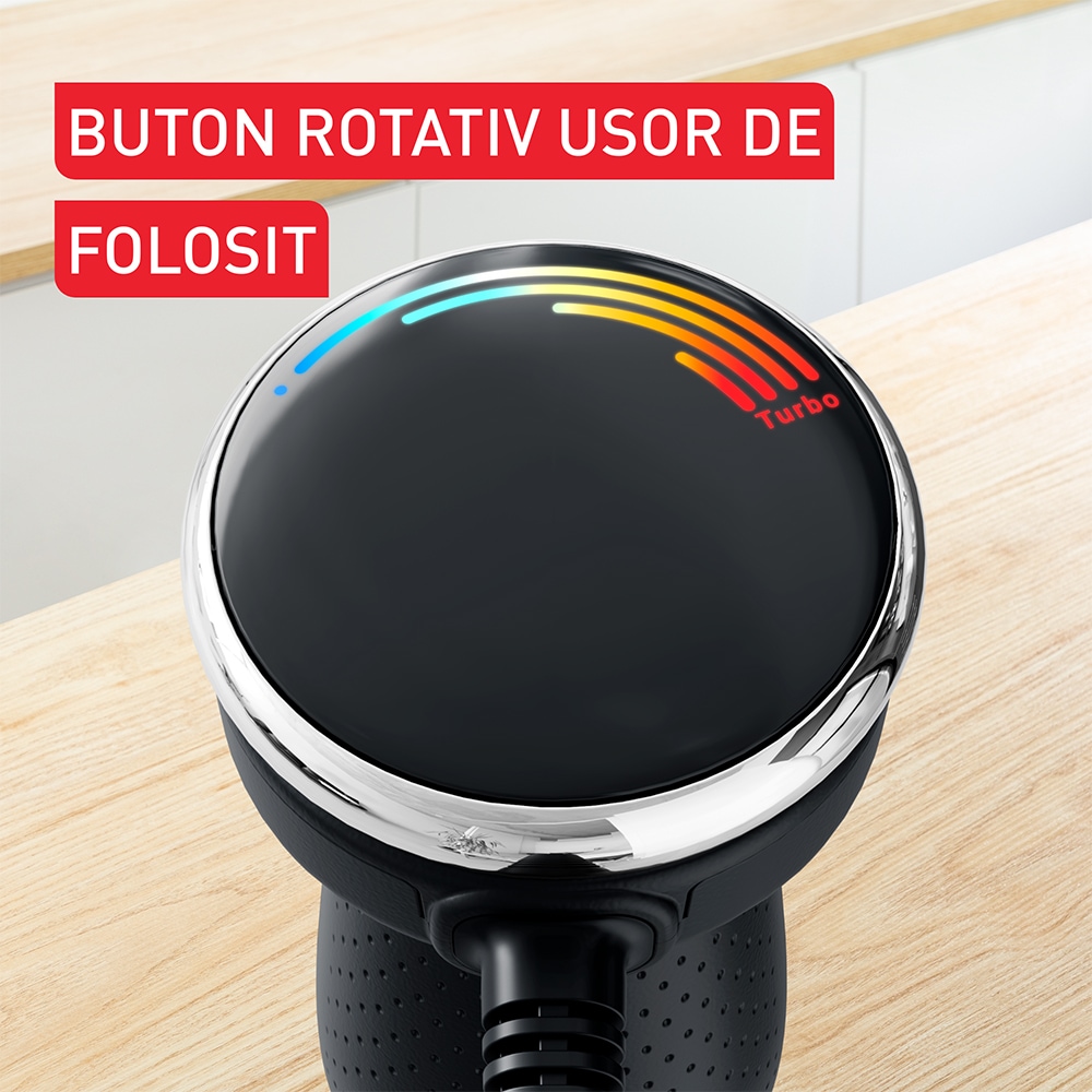 Mixer vertical TEFAL Quickchef+ HB67E830, 0.8l, 1000W, 20 trepte viteza, negru-argintiu