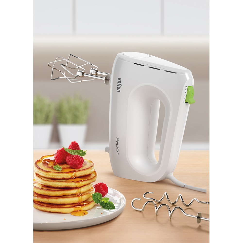 Mixer de mana BRAUN MultiMix 1 HM 1110 WH, 450W, 4 trepte viteza, alb-verde