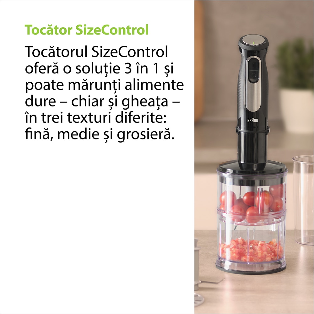 Mixer vertical BRAUN MultiQuick 5 Pro MQ55254M, 0.6l, 1000W, 25 trepte viteza, negru-argintiu