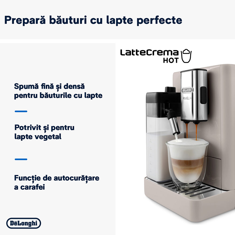 Espressor automat DELONGHI Rivelia EXAM440.55.BG, 1.4l, 1450W, 19 bar, crem-negru